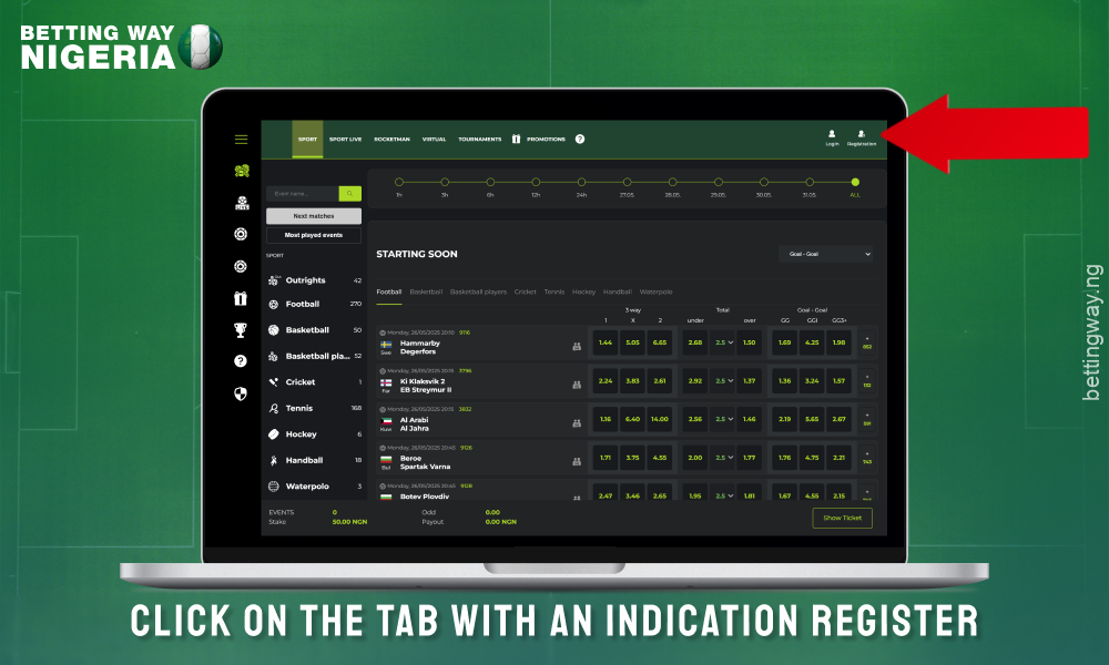 To create an account on Winnersgoldenbet click on the register button