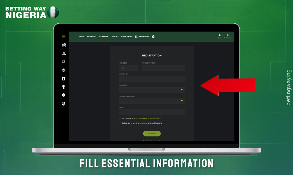 To create an account on Winnersgoldenbet, fill out the registration form