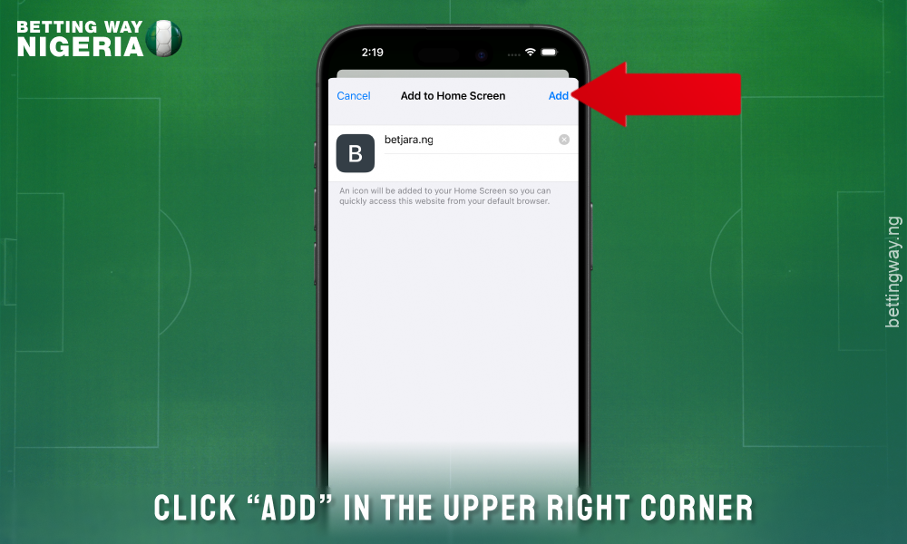 Click on the Add Betjara app for iOS button