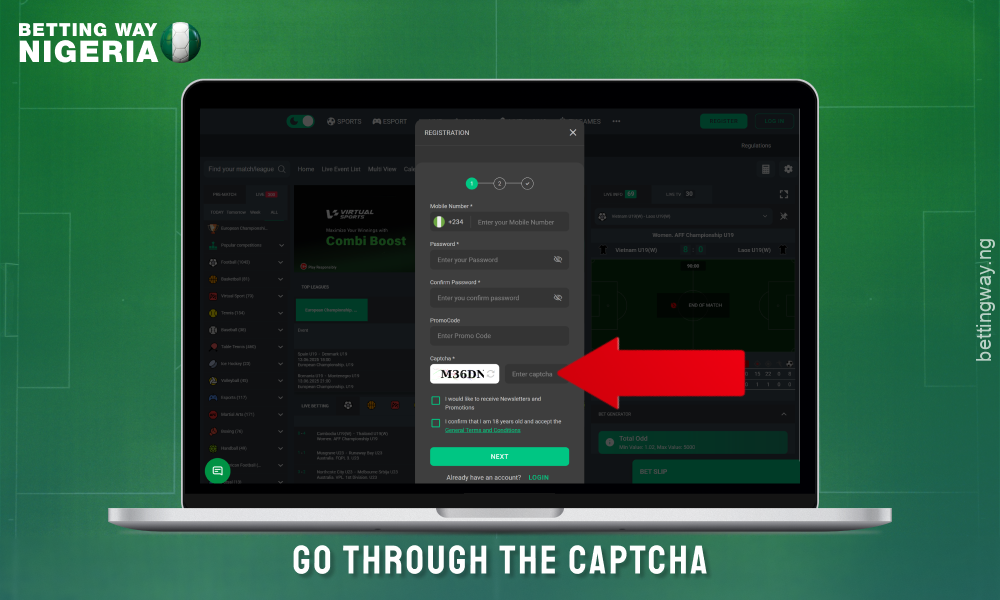 Fill in the captcha to register on Betjara