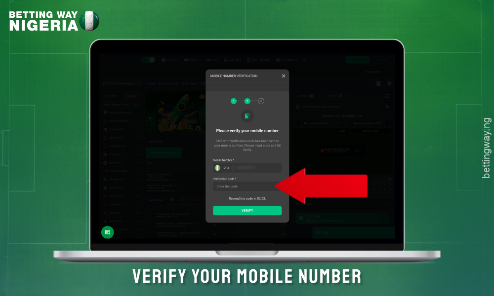 Verify your mobile number to create an account at Betjara