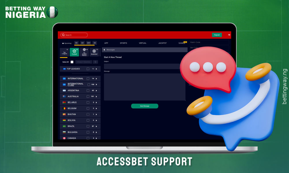 Accessbet Nigeria support team is available via phone, email and online chat on the website