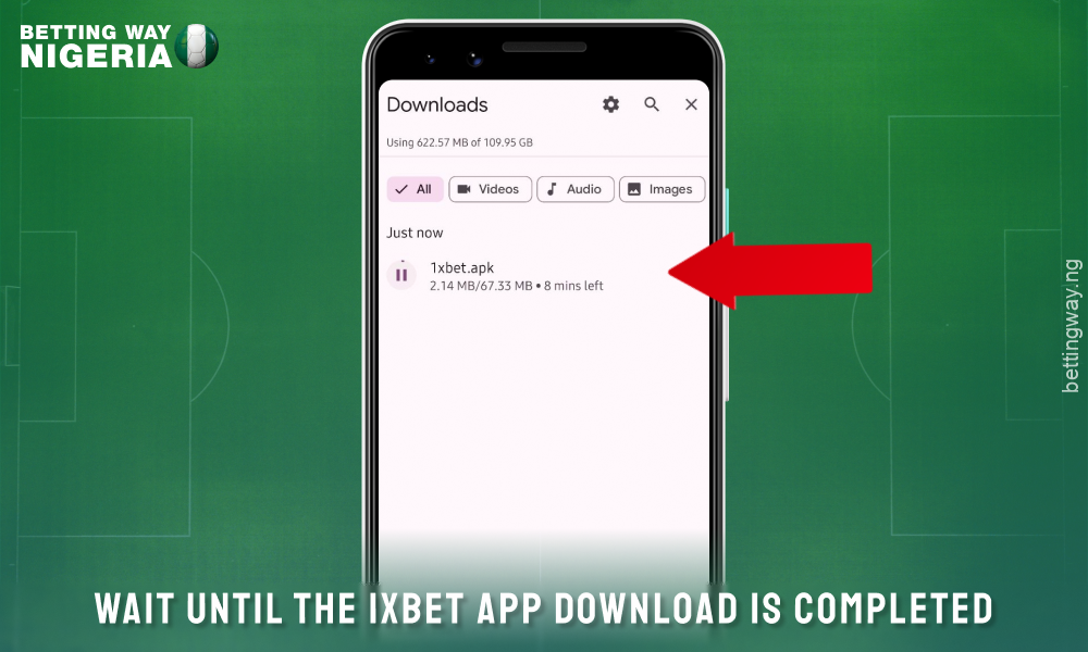 Wait until the 1xbet mobile app for Android is downloaded