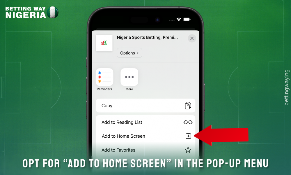 Add Bet9ja mobile app for iOS to your home screen